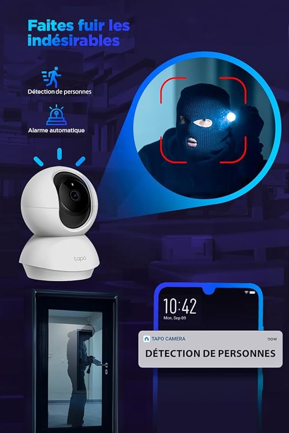 Tapo 2K(3MP) Caméra Surveillance WiFi intérieure 360° C210