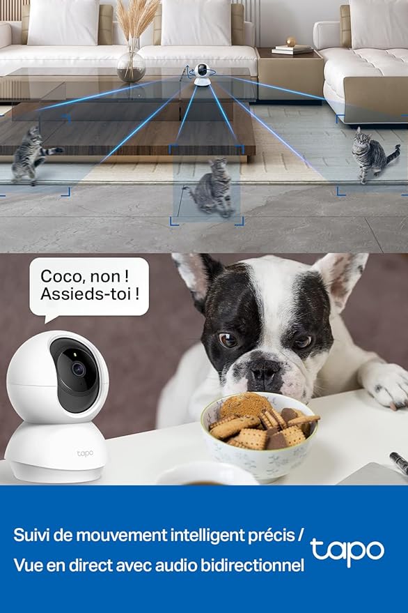 Tapo 2K(3MP) Caméra Surveillance WiFi intérieure 360° C210